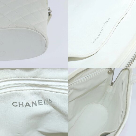 CHANEL Matelasse Tote Bag Grained Calf Skin White CC Auth bs30478 - Picture 15 of 16